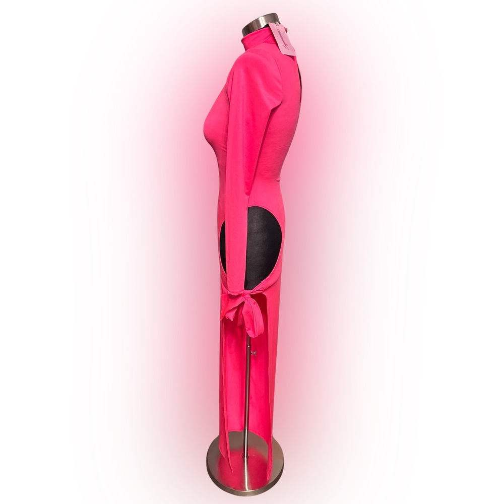 Uptown Sugar Popped Neon Pink Cutout Maxi Dress NWT Size Small - Picture 2 of 4